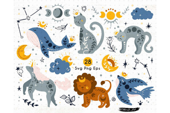 Download Cute Celestial Boho Animals SVG Bundle - Celestial boho Collection