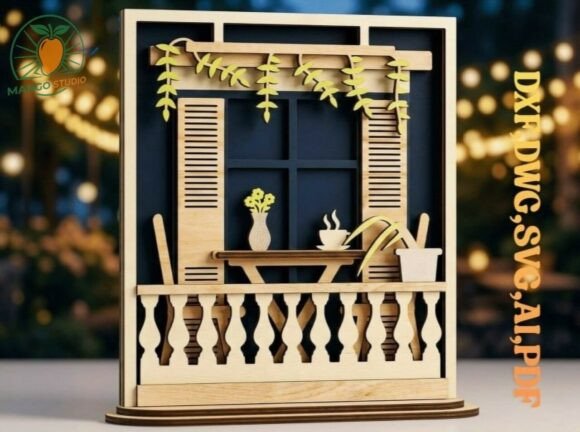 Download 3D Layered Balcony Window Shadow Box - Balcony Collection