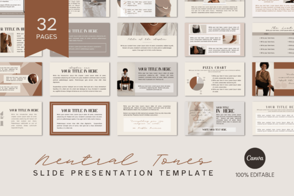 Download SLIDE Neutral Tones CANVA TEMPLATE - Neutral tones Collection