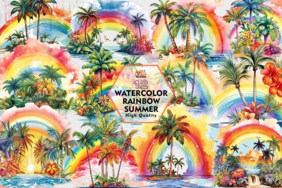 Download Watercolor Rainbow Summer Clipart PNG - Premium Resources